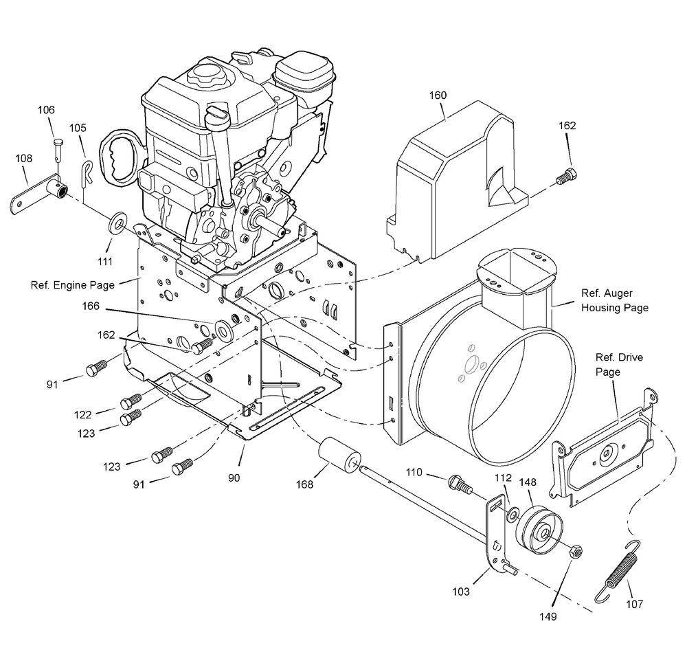 Frame Diagram and Parts List for 1695425-6240900X196A 2007 Briggs and Stratton Snow Blower